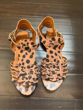 Givenchy Leopard Print Leather Gladiator Sandals Size 36